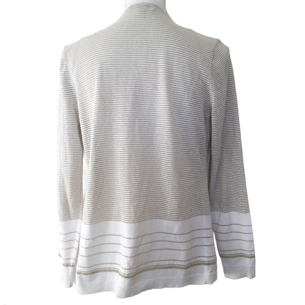 Calvin Klein Gold White Stripe Cardigan, Size M - Picture 2 of 4